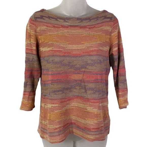 Ralph Lauren Women's Boat Neckline Abstract Pattern Knitted Shirt Size S - Picture 9 of 10